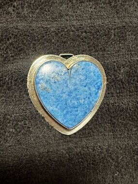 Sterling Silver Vintage Denim Lapis Heart Pendant